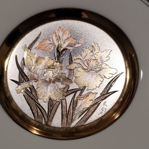 Vintage Art Of Choking 24k Gold trim 6.5"  Etched Floral Plate 12th Century Art.